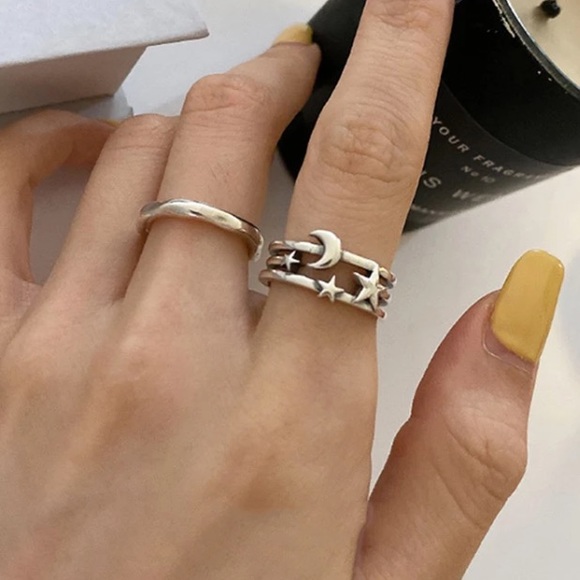 🌙✨Insta moon star open sterling silver ring - Picture 4 of 6